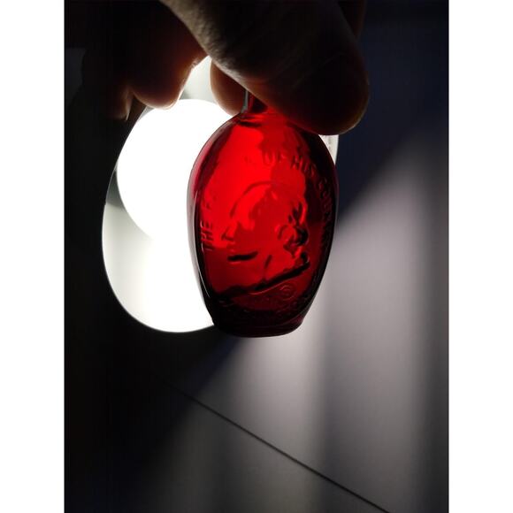 Wheaton Ruby Red Carnival Glass Bottle George Washington Retro 1971 Mini 3" - Picture 1 of 4